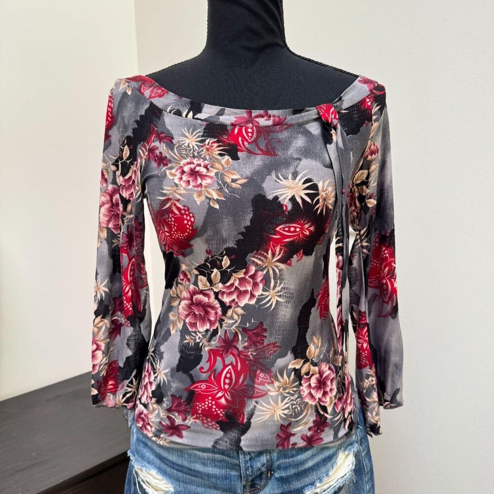 Vintage Timing USA Off-the-Shoulder Top | Y2K Deadstock Floral Fairy Blouse | SM